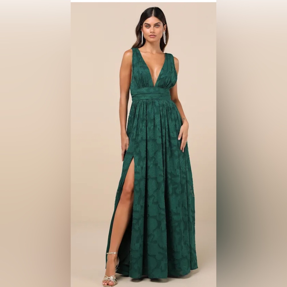 Lulus Sweet Sophistication Green Burnout Floral Maxi Dress Sz 2x NWOT